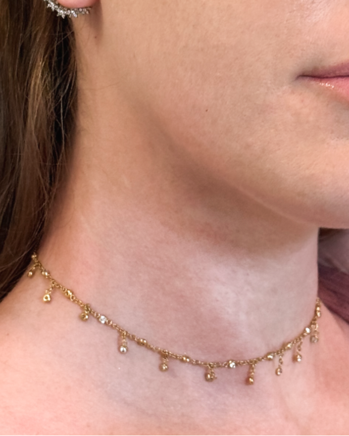 SHAKER CHOKER WITH DIAMOND SIMULANT STONES