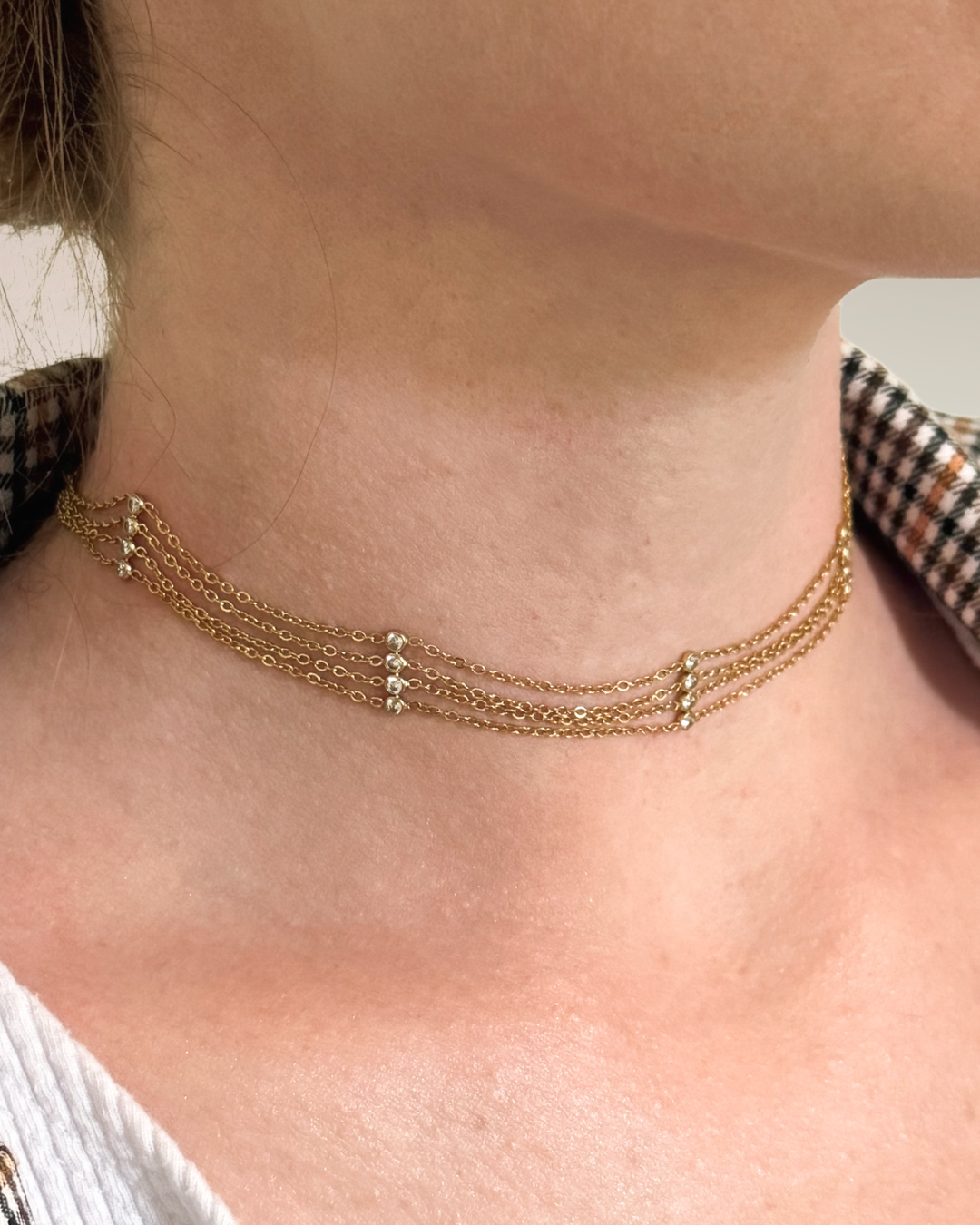 MULTILAYER CHOKER ROWS OF CZ STONES