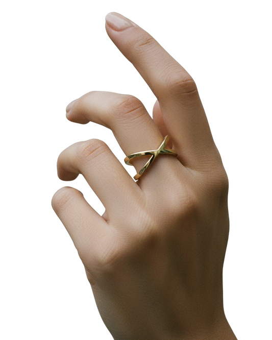 CRISS CROSS RING WITH INNER BAND LOGO