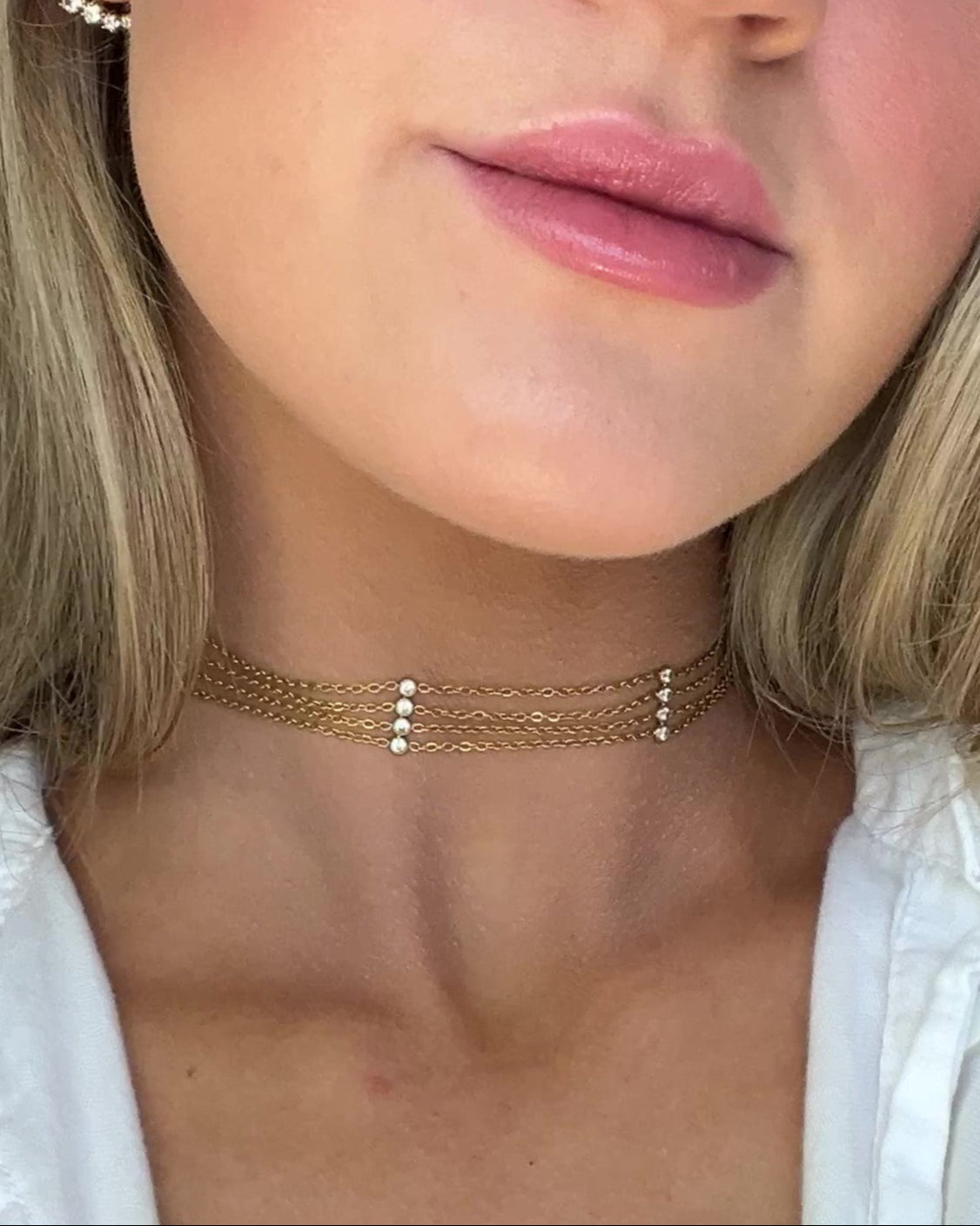 MULTILAYER CHOKER LINKED BY DIAMOND SIMULANT STONES