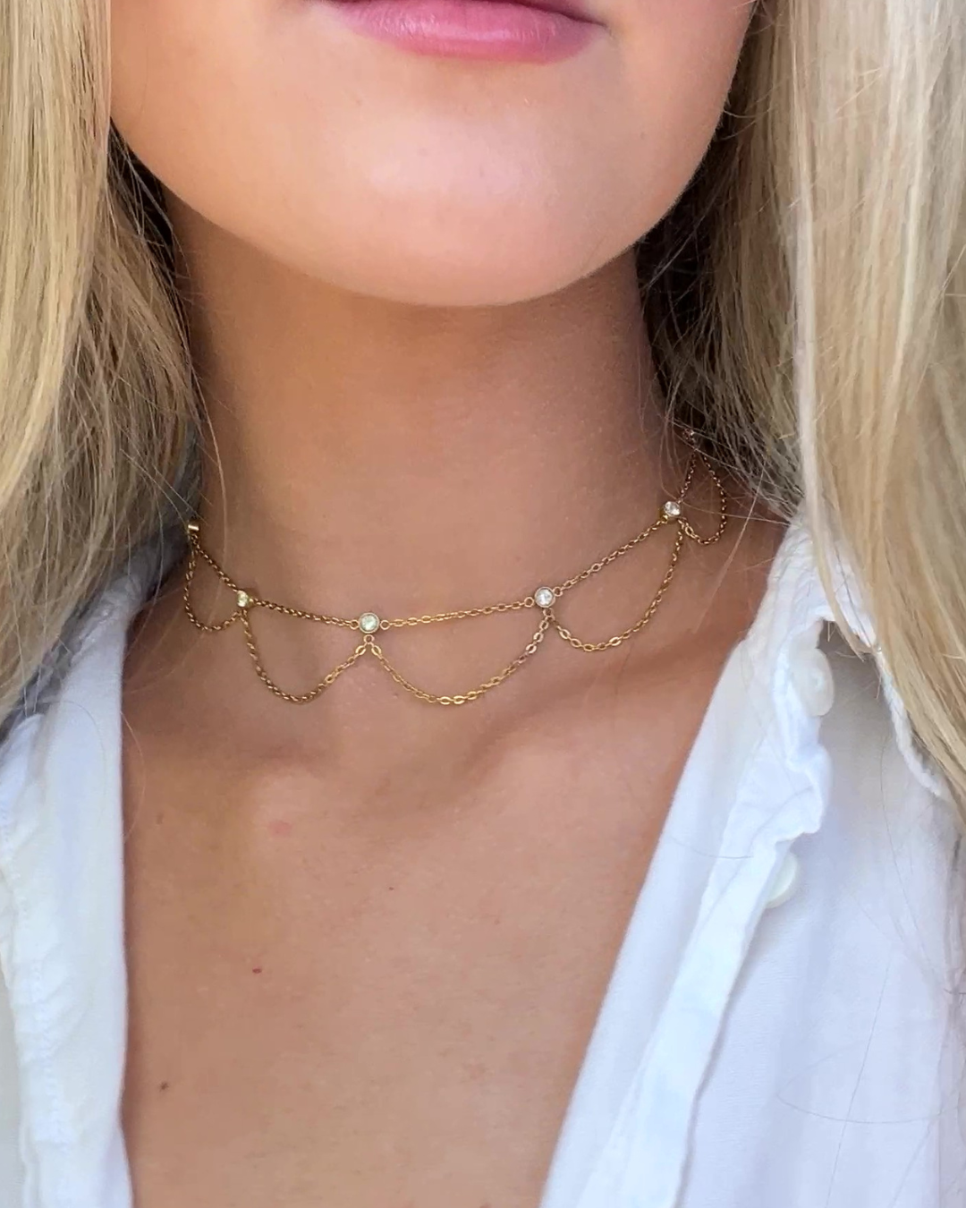 GOLD LOOPS CHOKER NECKLACE