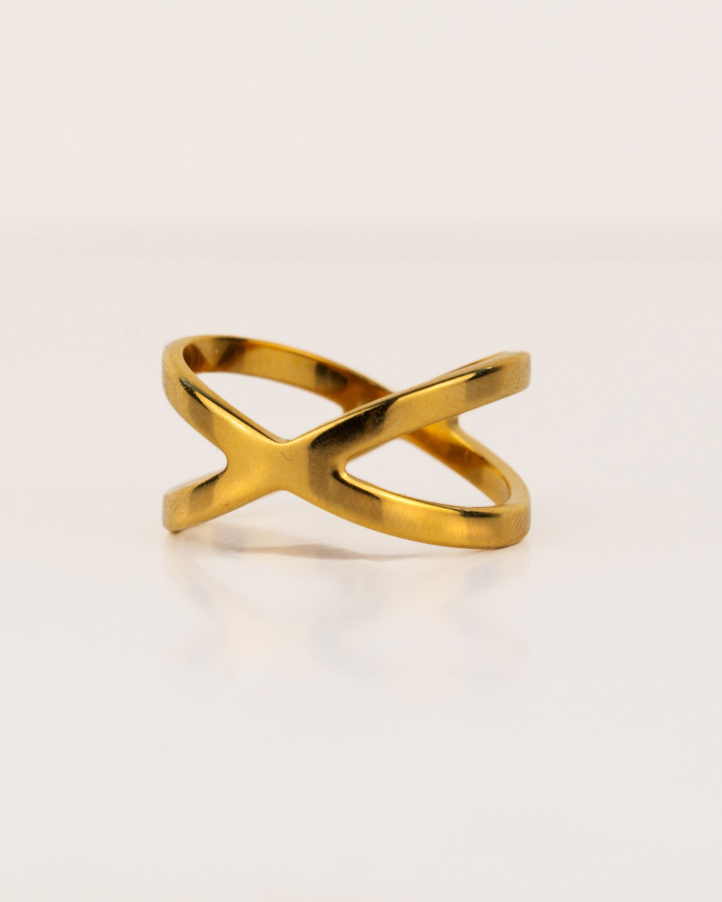 CRISS CROSS RING WITH INNER BAND LOGO
