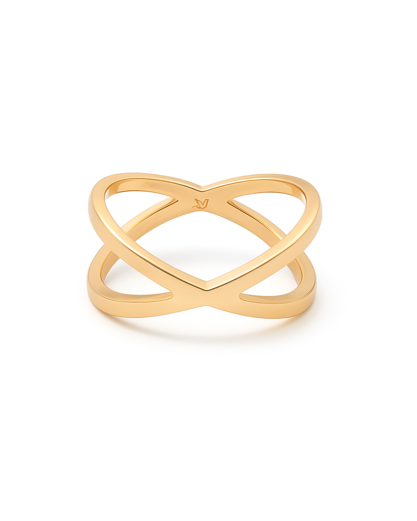 CRISS CROSS RING WITH INNER BAND LOGO