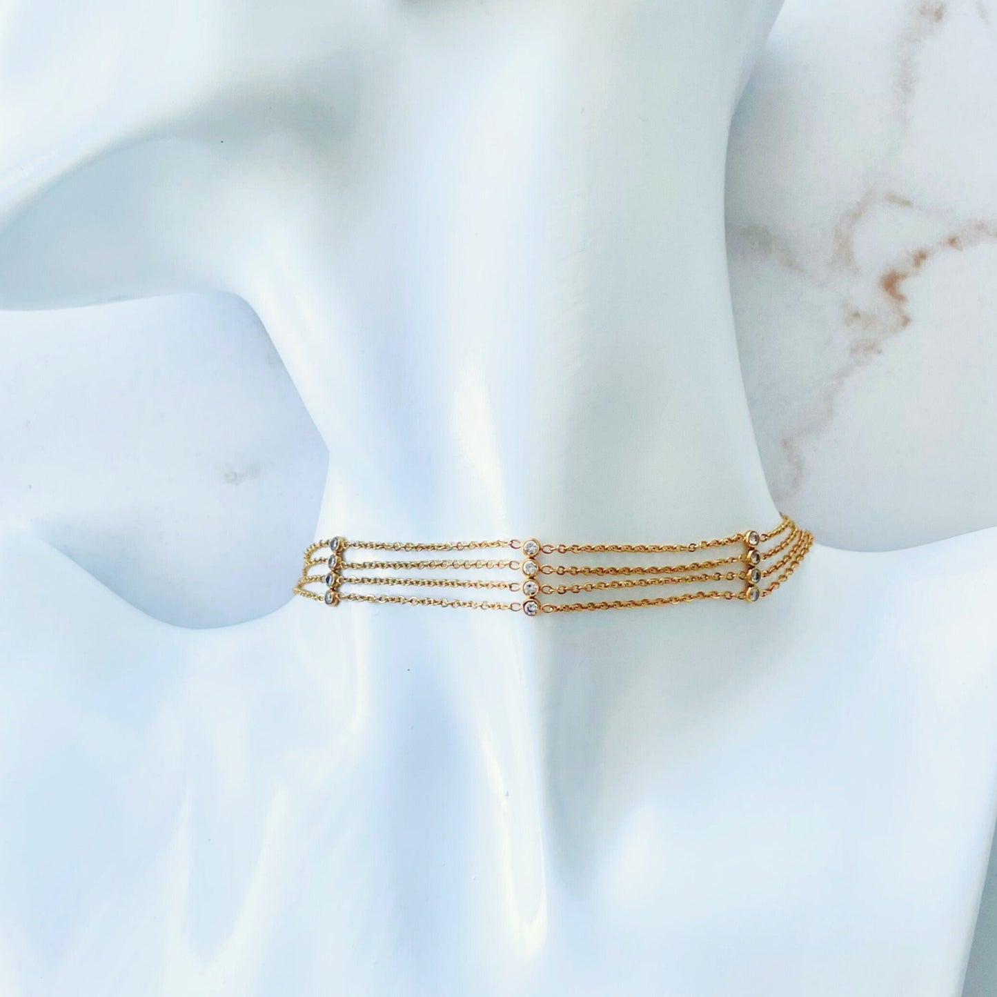 MULTILAYER CHOKER ROWS OF CZ STONES