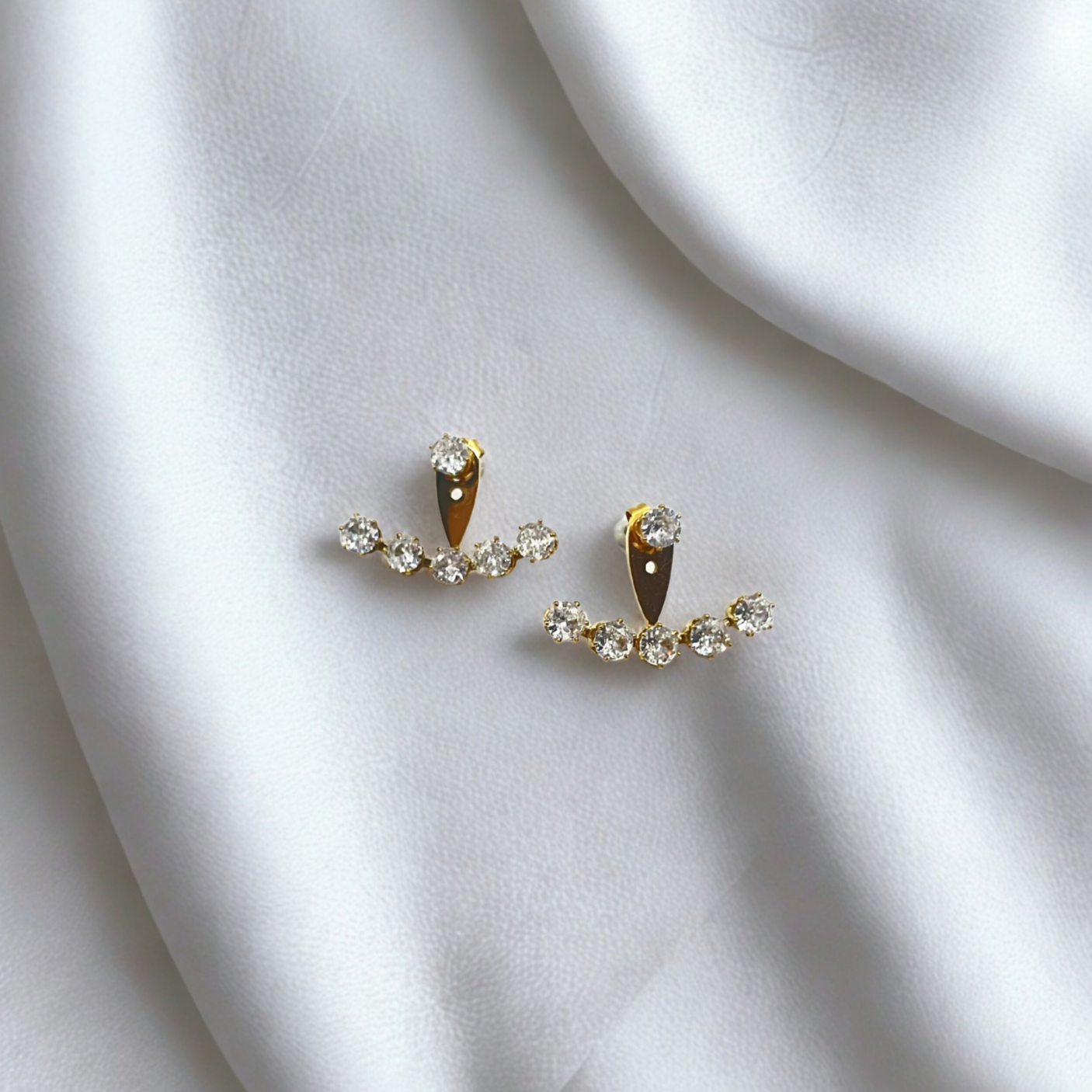 TWO PIECE CZ STONE FRAME EARRINGS