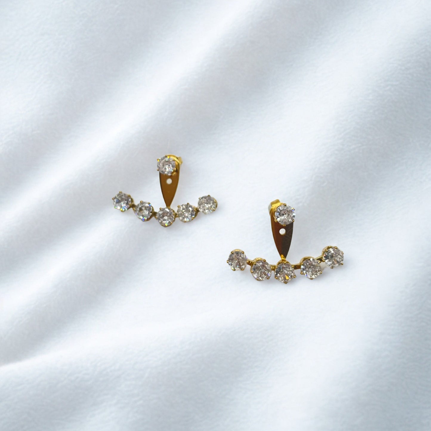 TWO PIECE CZ STONE FRAME EARRINGS