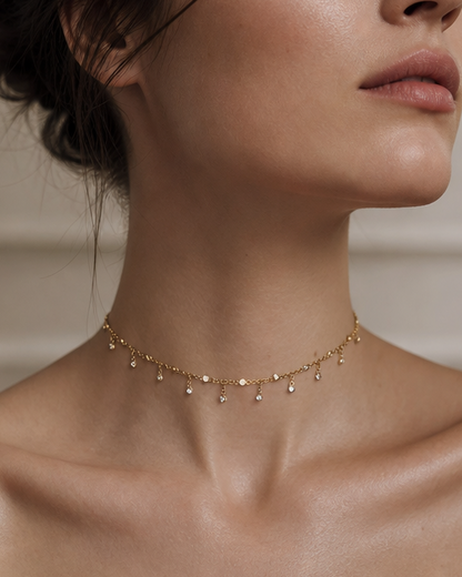 SHAKER CHOKER WITH DIAMOND SIMULANT STONES