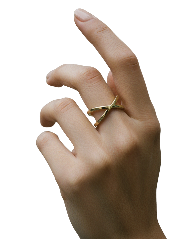 CRISS CROSS RING WITH INNER BAND LOGO