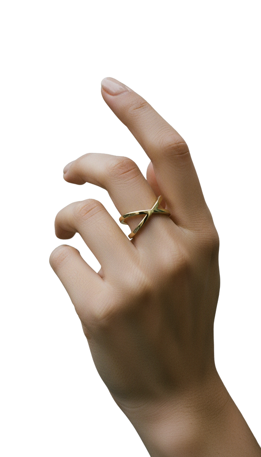CRISS CROSS RING WITH INNER BAND LOGO