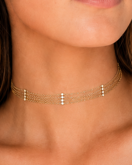 MULTILAYER CHOKER LINKED BY DIAMOND SIMULANT STONES
