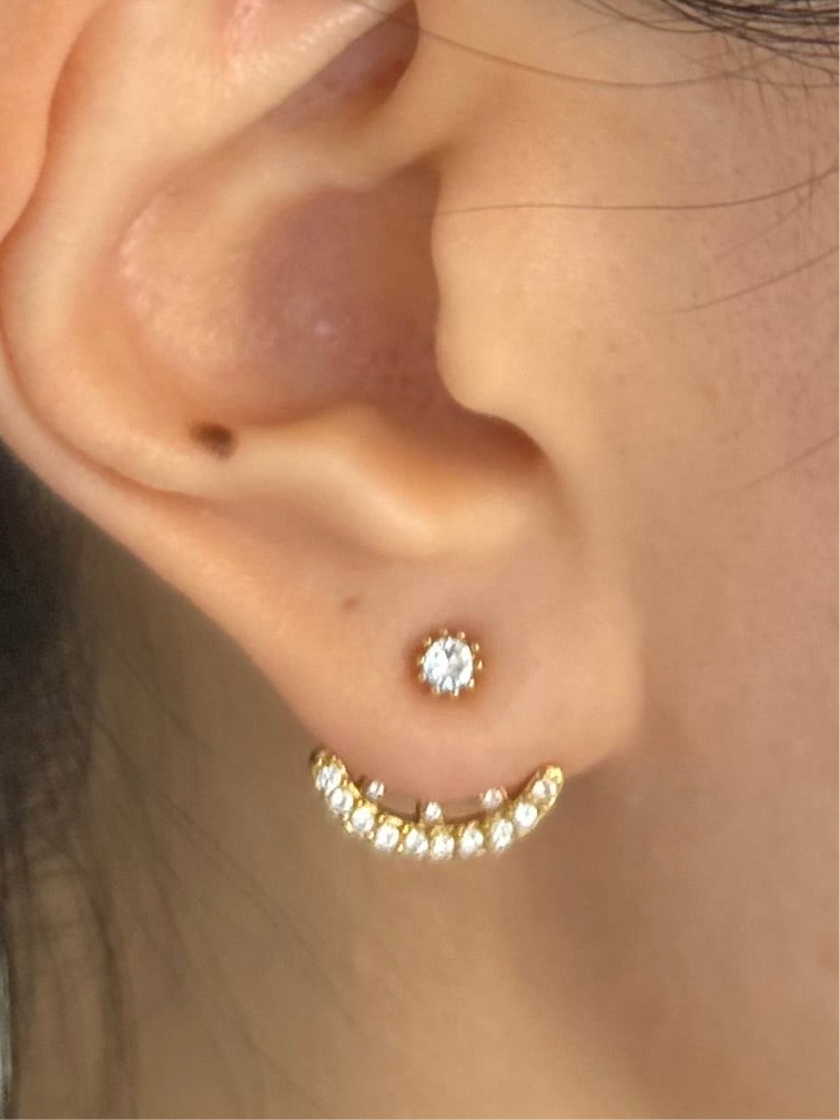 CZ ROUNDED JACKET EARRINGS