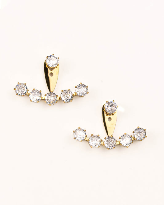 TWO PIECE CZ STONE FRAME EARRINGS