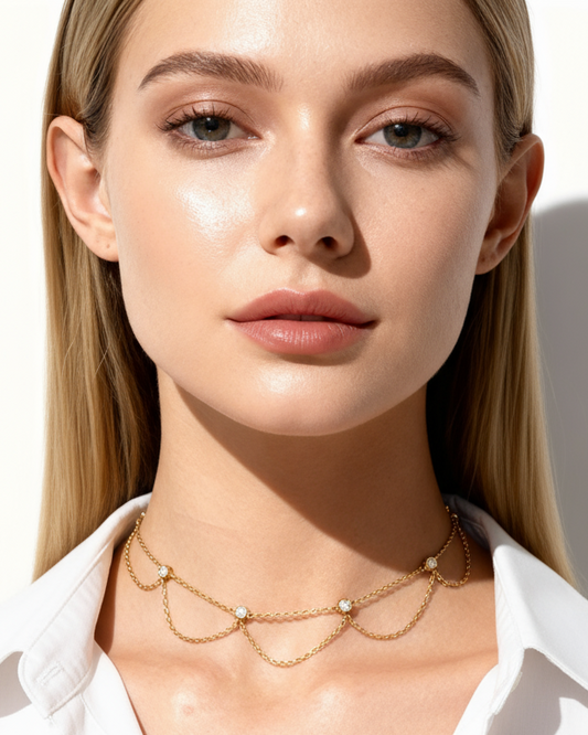 GOLD LOOPS CHOKER NECKLACE