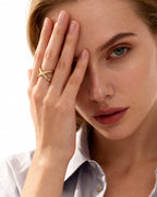 CRISS CROSS RING WITH INNER BAND LOGO