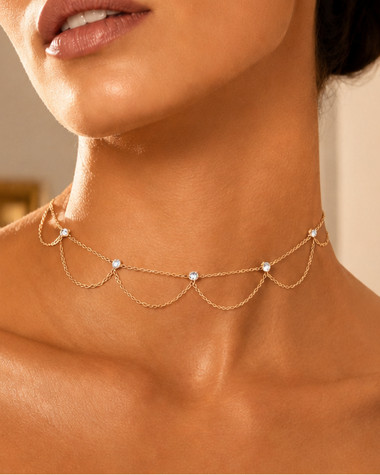 GOLD LOOPS CHOKER NECKLACE