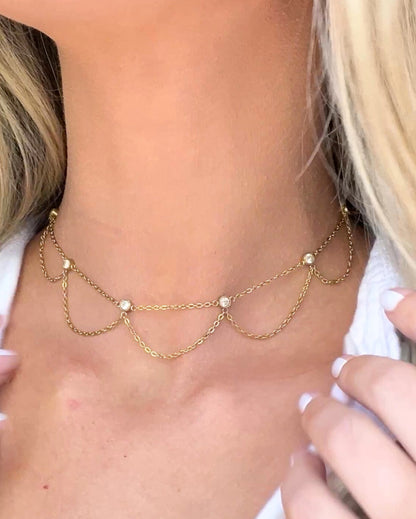 GOLD LOOPS CHOKER NECKLACE