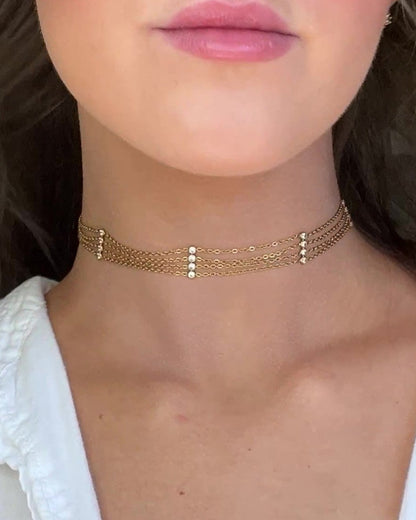 MULTILAYER CHOKER LINKED BY DIAMOND SIMULANT STONES