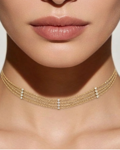 MULTILAYER CHOKER LINKED BY DIAMOND SIMULANT STONES