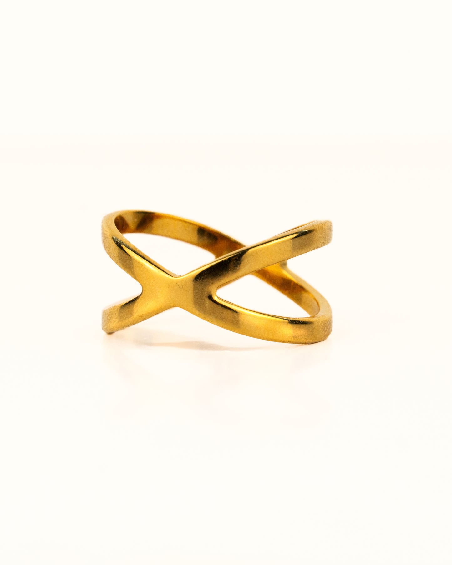 CRISS CROSS RING WITH INNER BAND LOGO