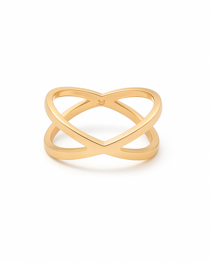 CRISS CROSS RING WITH INNER BAND LOGO